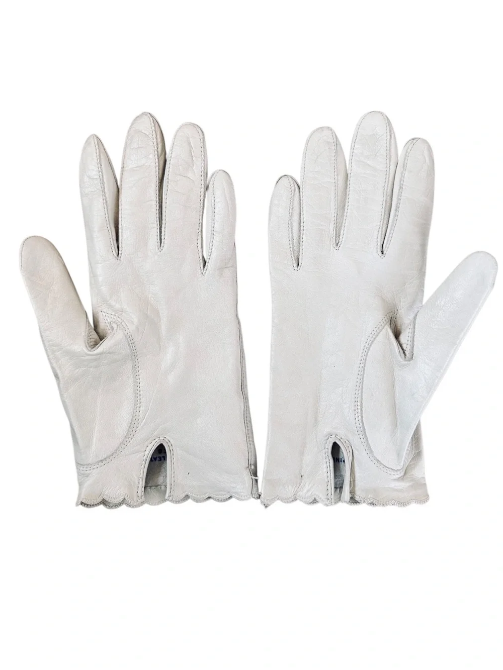 4/$20 Vintage Fownes White Leather Dress Gloves Size 7.5 Washable Leather
